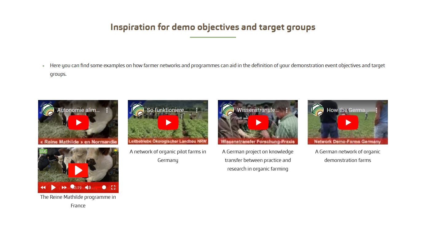 Inspiration for demo objectives and target groups