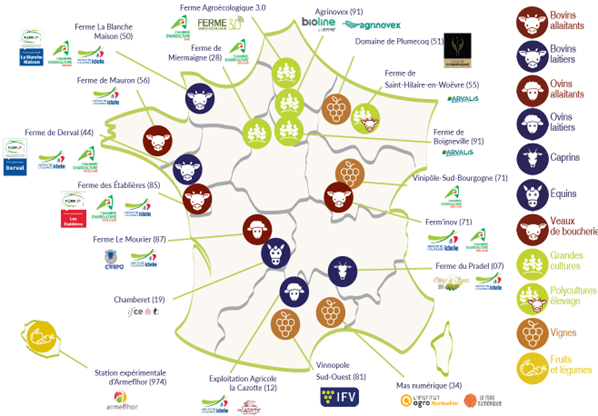 Carte des 19 DIGIFERMES® labellisées en 2024